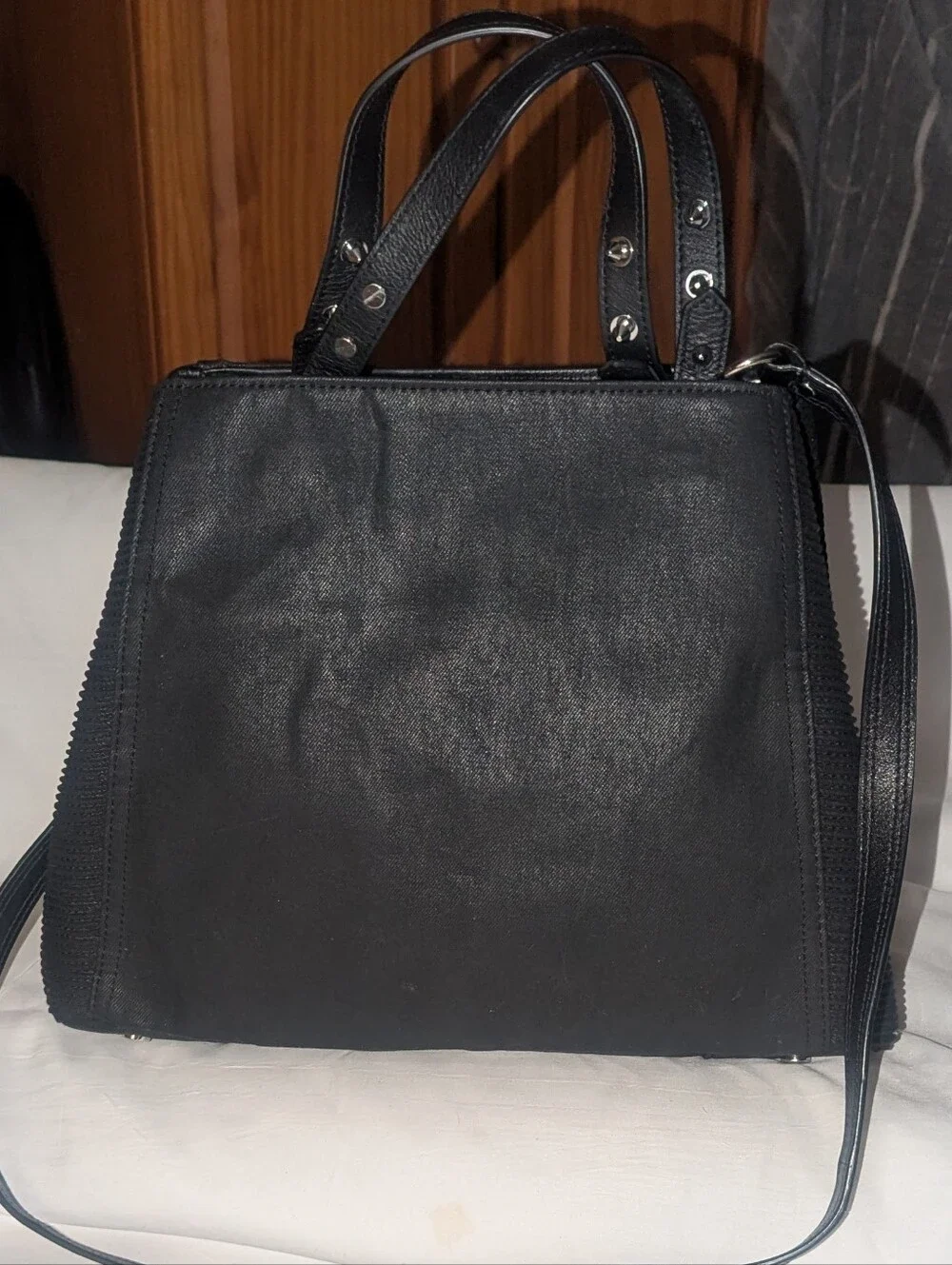 Diesel Le Zipper Le Tracy Tote Black Denim Leather Details